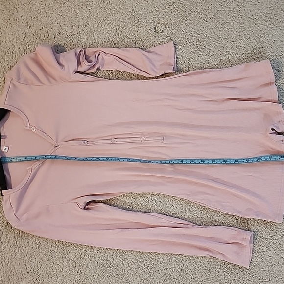 BOGO $2 Women's Pink Long Sleeve Ribbed Romper M loungewear pj's - Picture 9 of 15